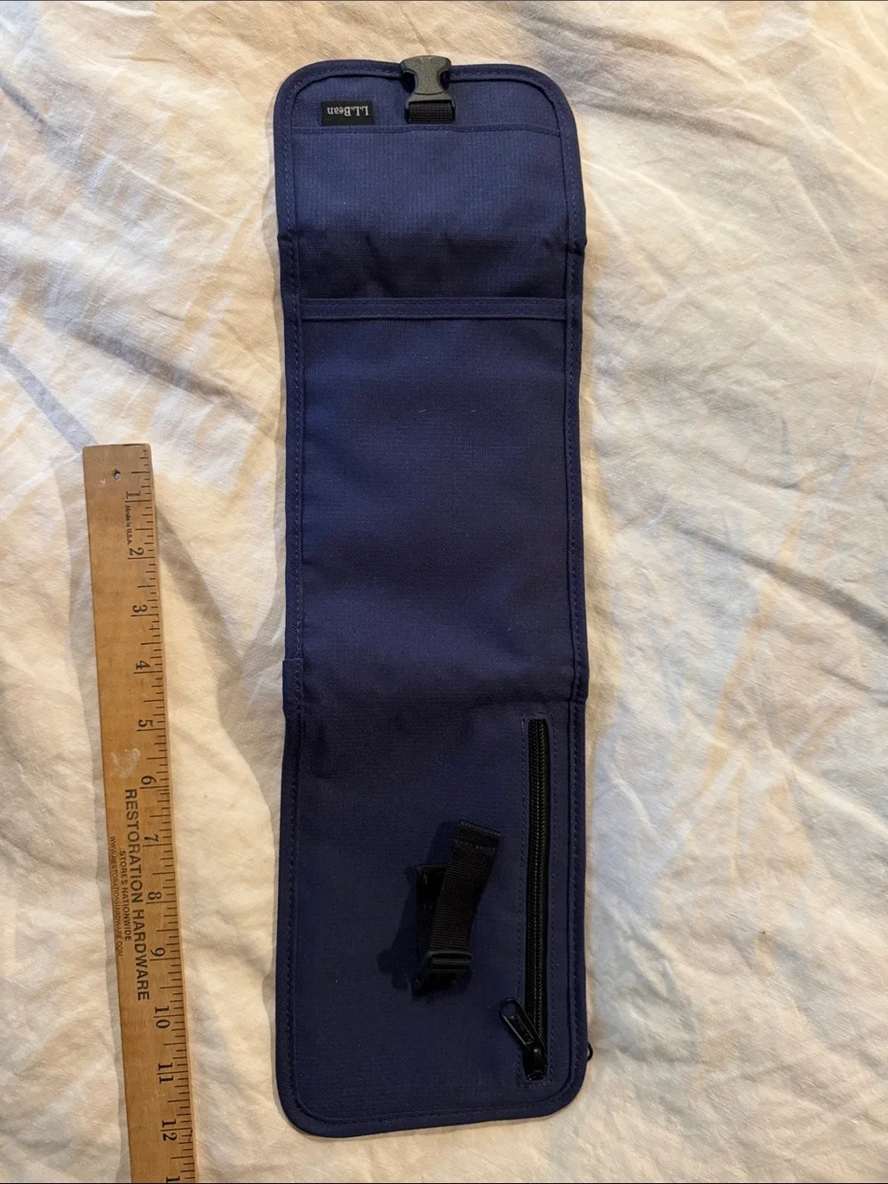 L.L.Bean Navy Blue Travel passport Toiletry Pouch lanyard